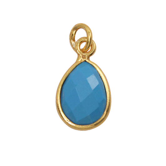 10x7mm Turquoise Bezel Jewelry Charm (5 pieces)