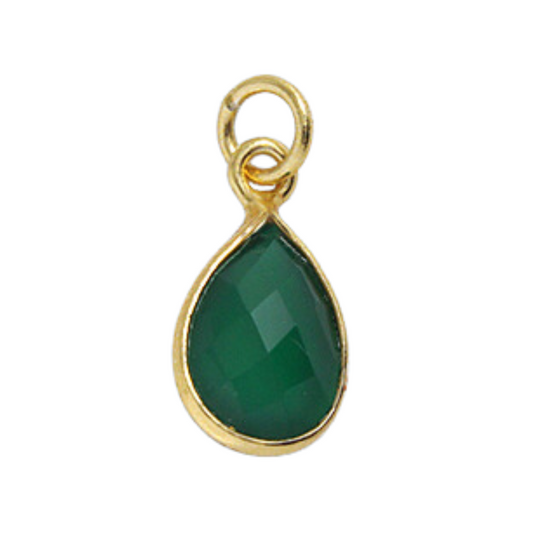 10x7mm Green Onyx Bezel Jewelry Charm (5 pieces)