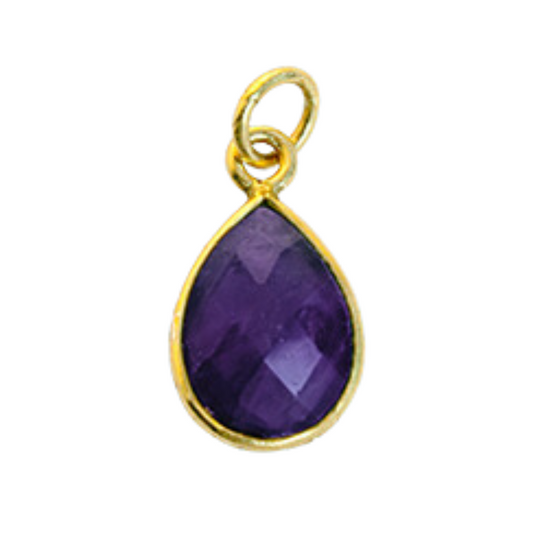 10x7mm Amethyst Bezel Jewelry Charm (5 pieces)