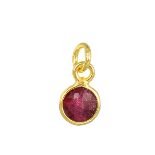 6mm Dyed Ruby Bezel Jewelry Charm (5 pieces)