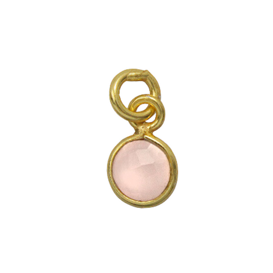 6mm Pink Chaledony Bezel Jewelry Charm (6 pieces)