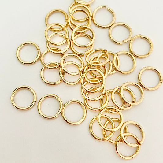 8mm Gold Plated Open Jump Rings (Approx 100 pieces)
