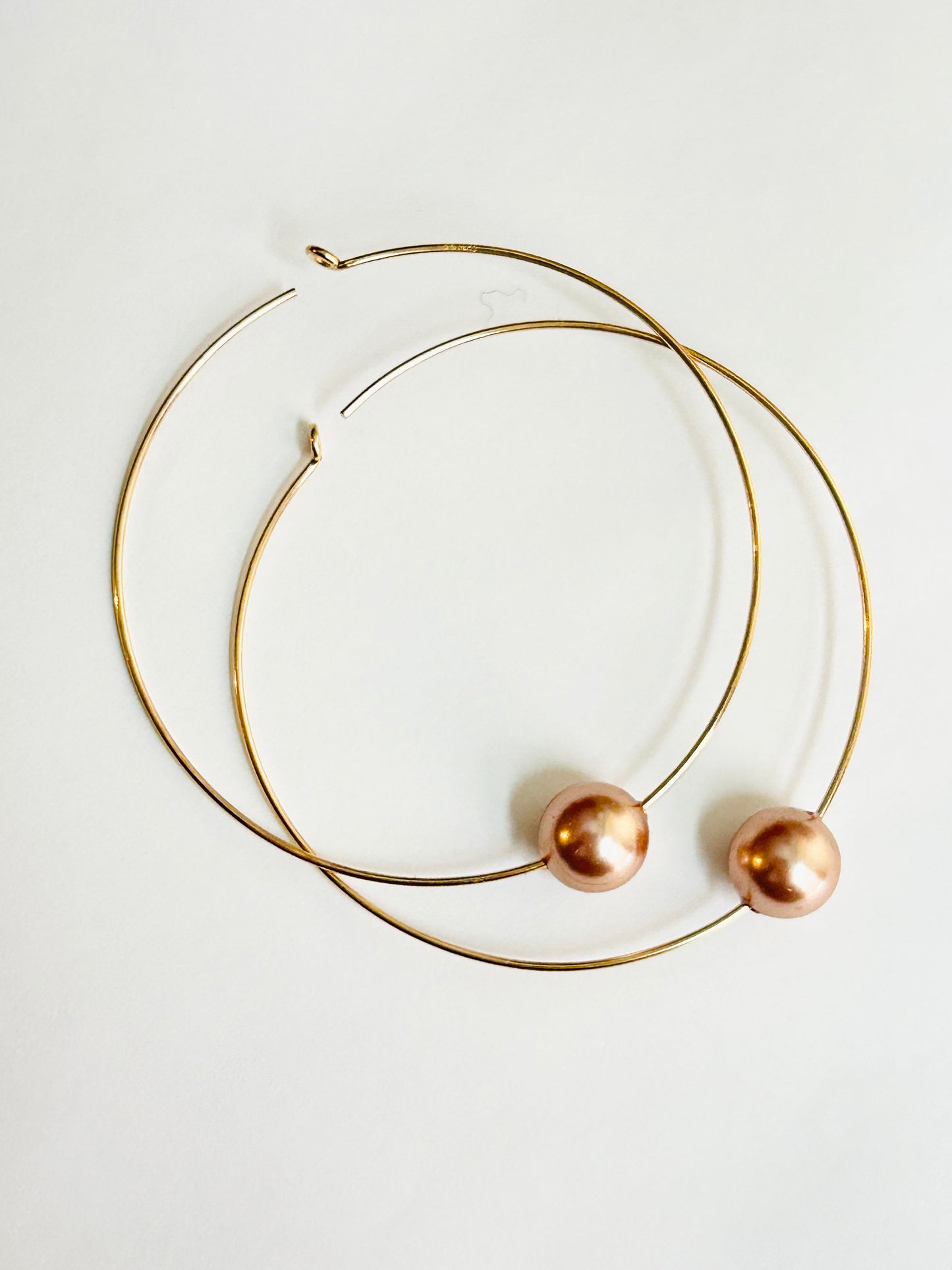 Thin Hoop with Swarovski Pearl