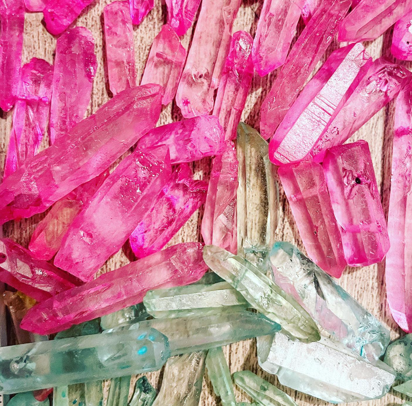 Pink and/or Blue Rough Cut Crystal Stick Top Drilled Beads