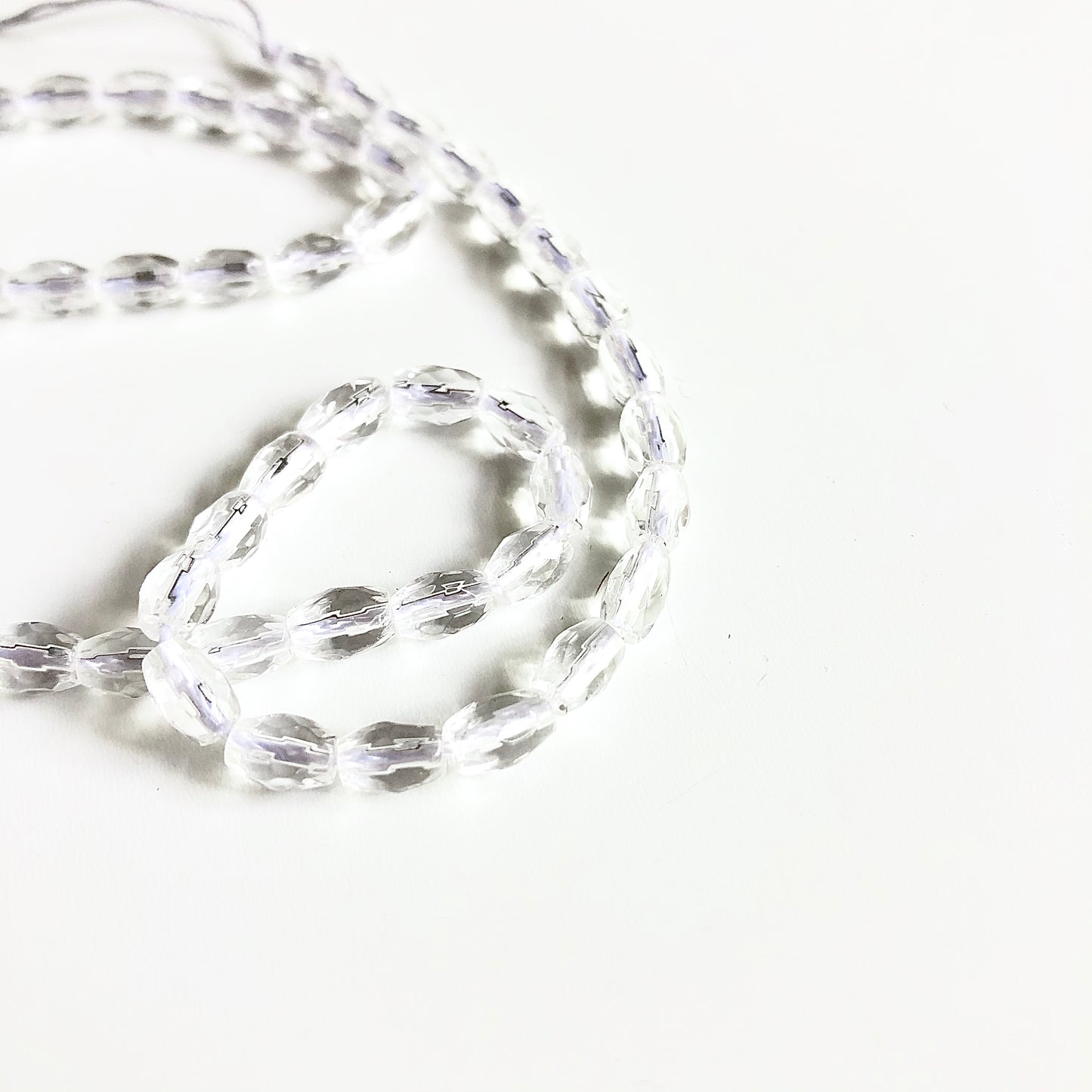 Clear Crystal Faceted Rice Beads - 1 strand