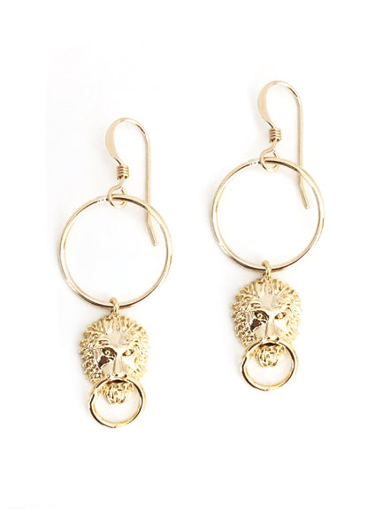 Lion Head Hoop Earrings