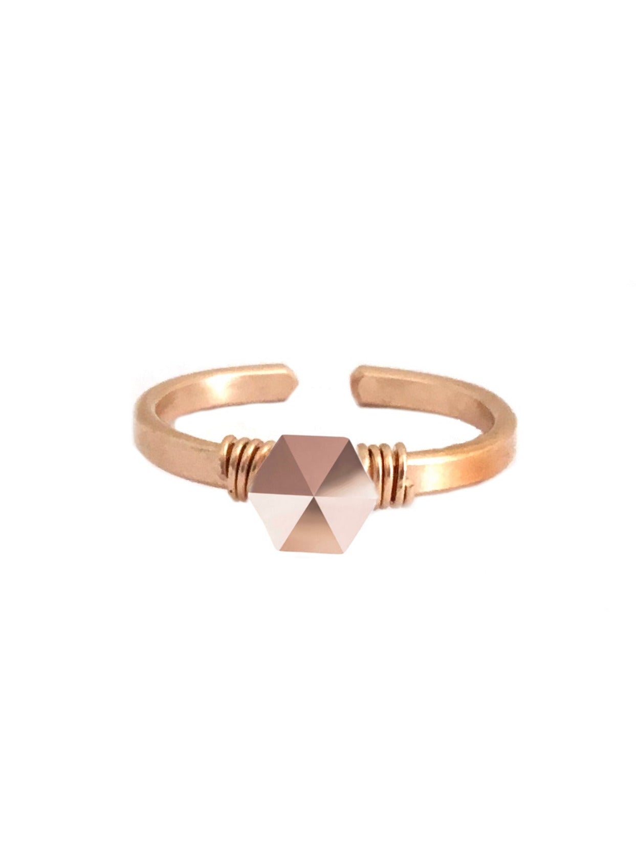 Hexagon Rose Gold Swarovski Ring - Coming up Roses
