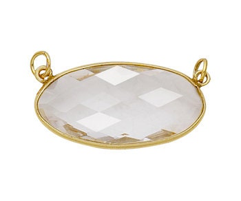 Clear Quartz Oval Bezel Pendant Connector 30X14.5mm