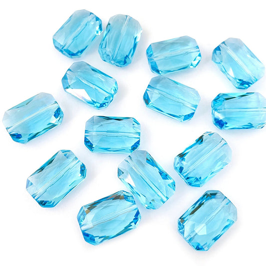 7 pieces of 18mm Aquamarine 5515 Emerald Cut Swarovski