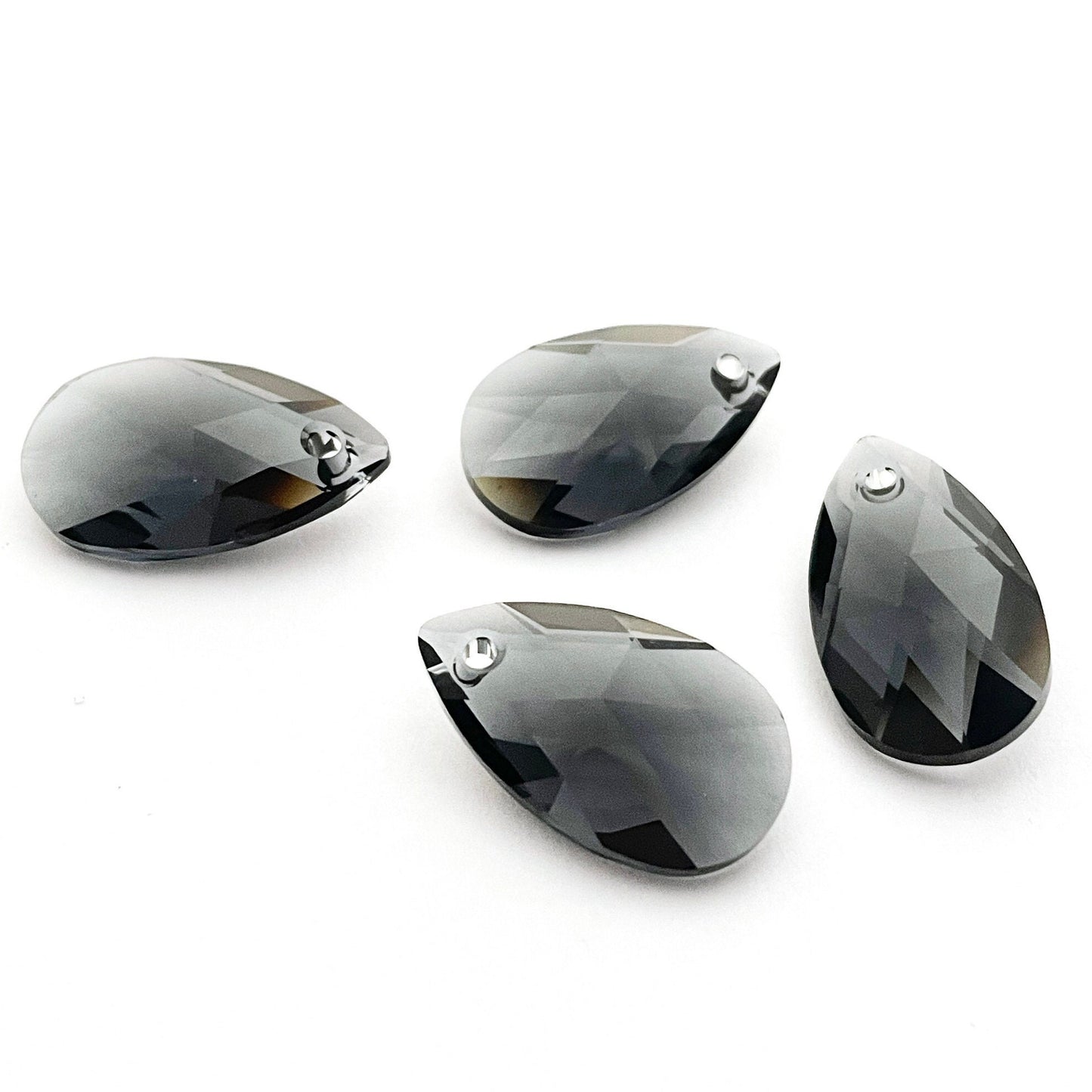 4 pcs of 22mm Graphite Swarovski Pear Pendants 6106