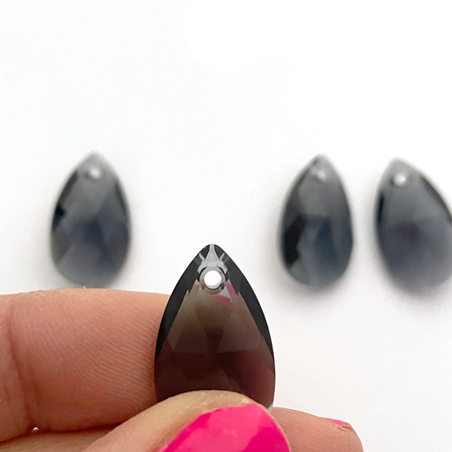 4 pcs of 22mm Graphite Swarovski Pear Pendants 6106