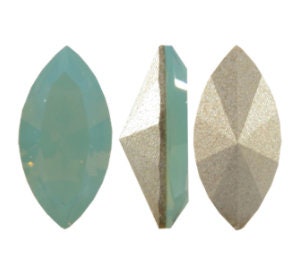 50 pieces of Pacific Blue Opal Swarovski Crystal Navette Fancy Stone 10x5mm with foil back