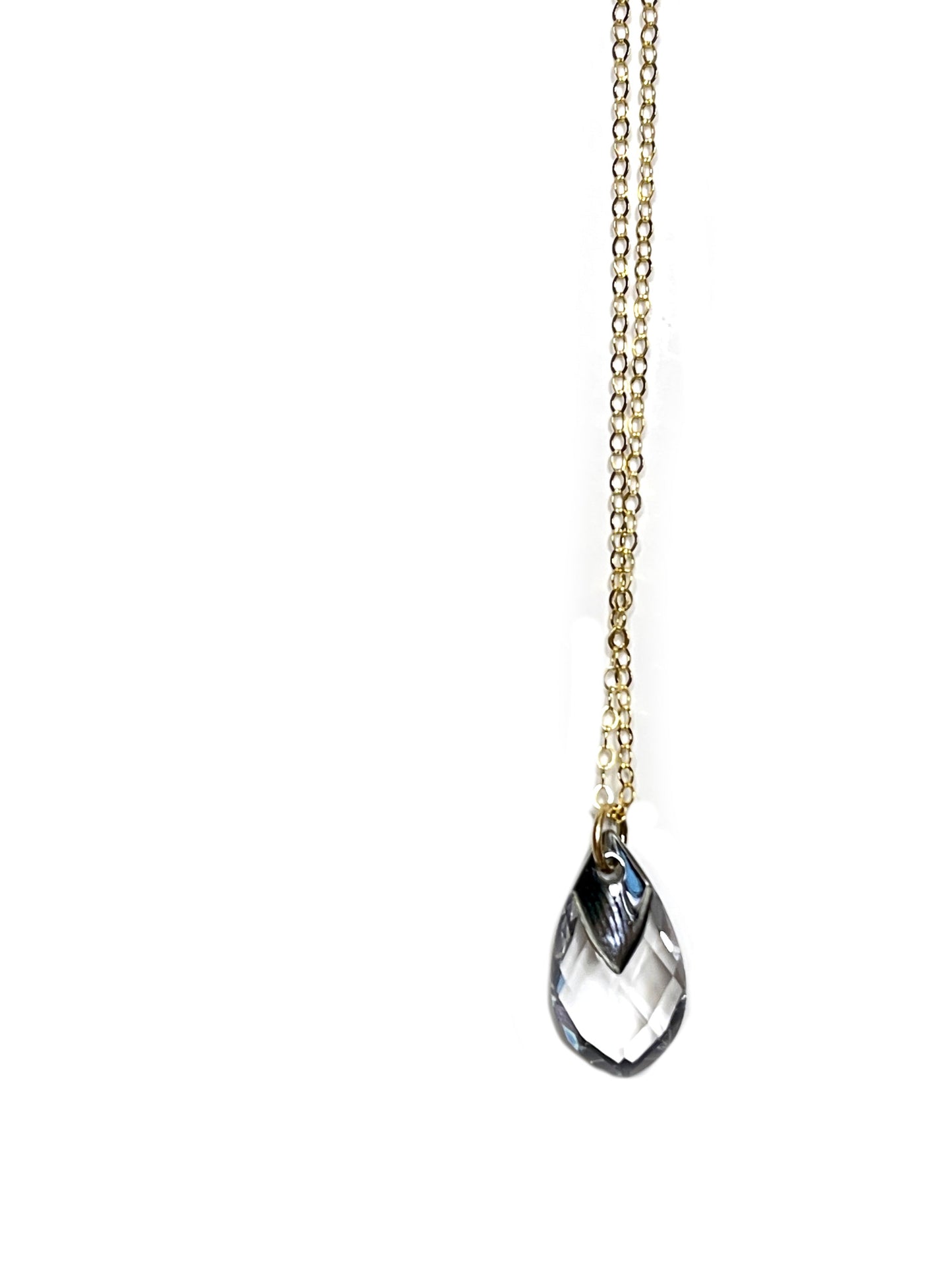Light chrome metallic cap Pear Swarovski Necklace- Small Things