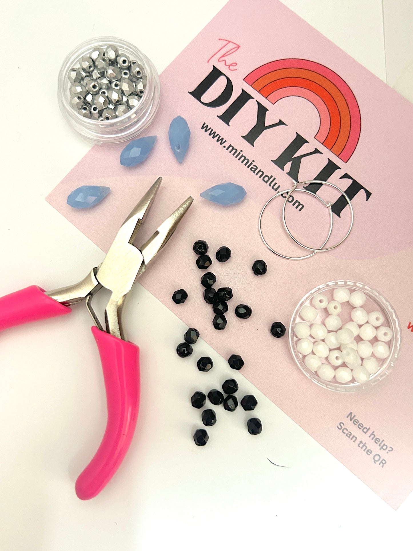 DIY Kit Beaded Hoops - Electric Sky