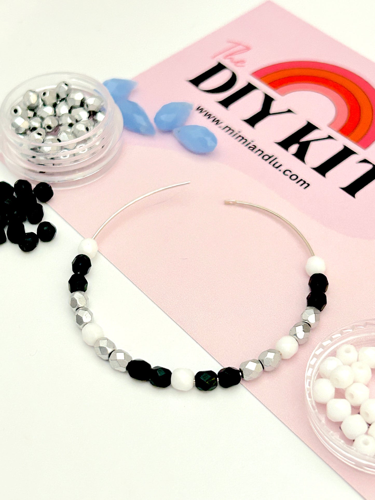 DIY Kit Beaded Hoops - Electric Sky