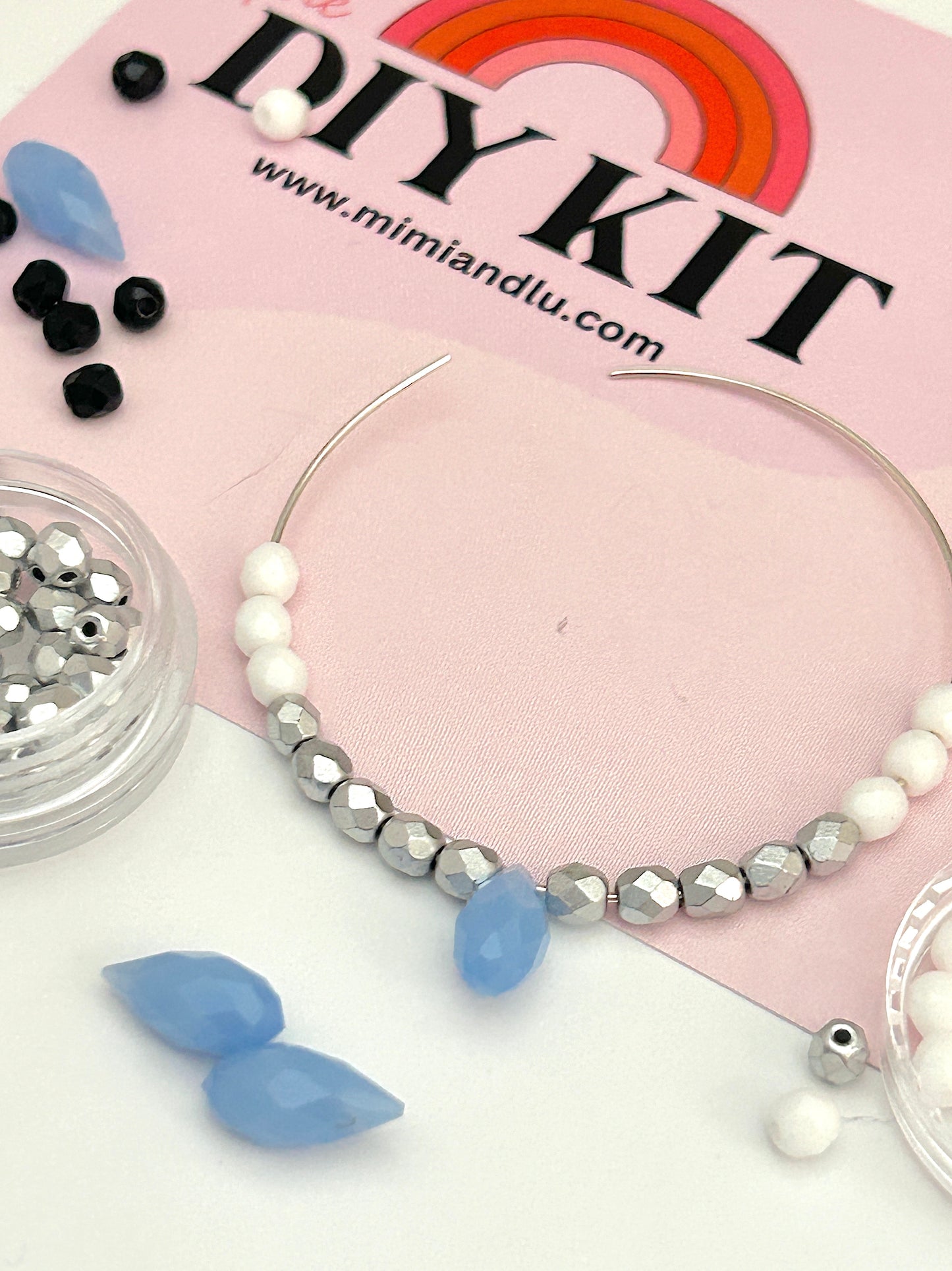 DIY Kit Beaded Hoops - Electric Sky