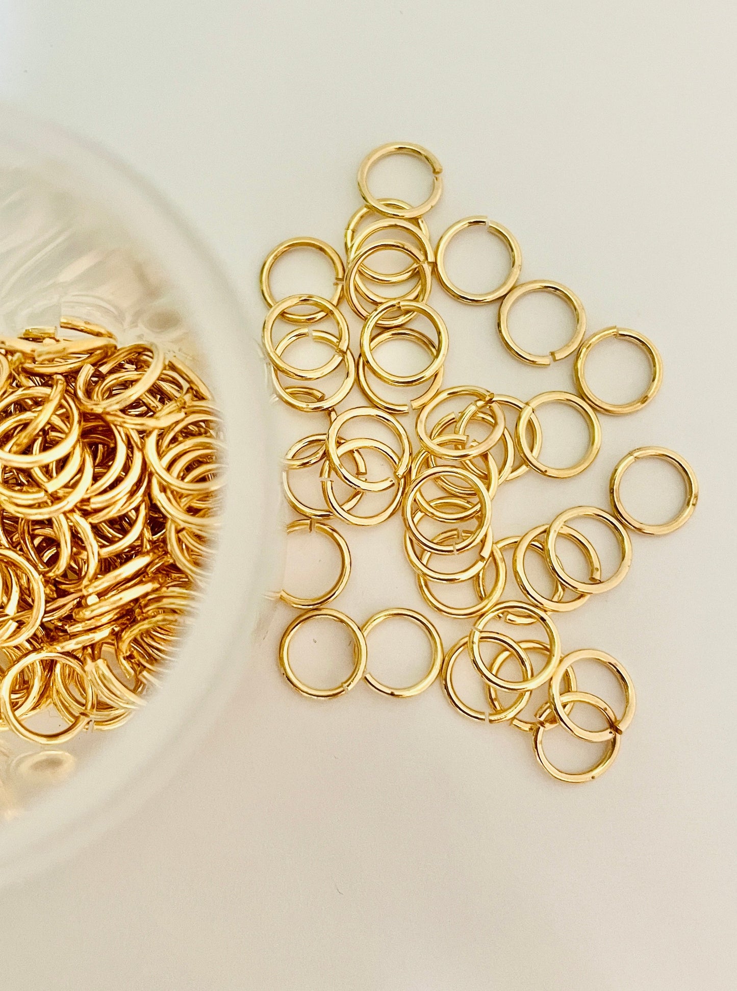 8mm Gold Plated Open Jump Rings (Approx 100 pieces)