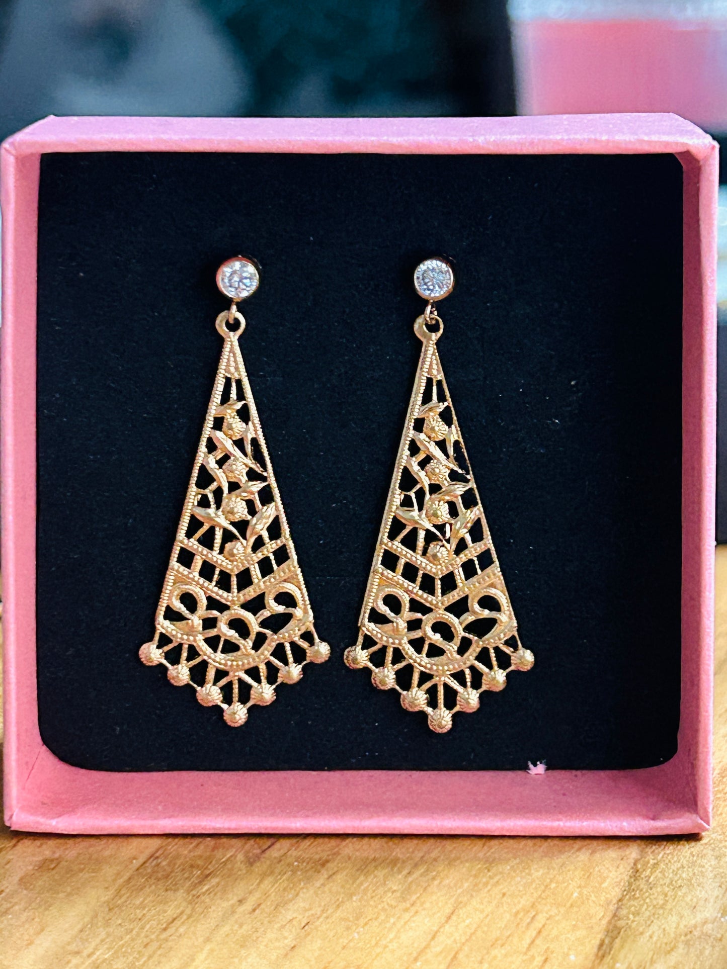 Swarovski Studs with Filigree Drops