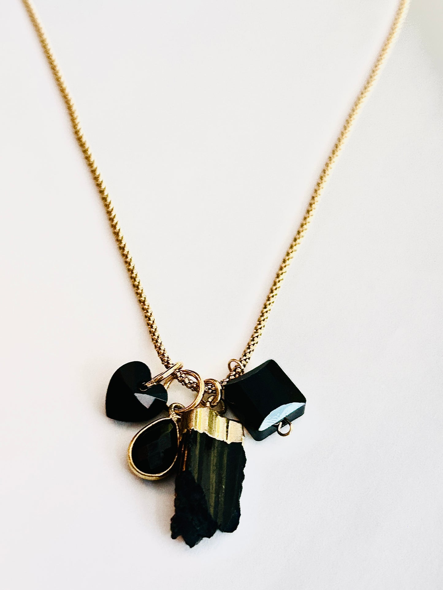 Black and Gold Cluster Necklace