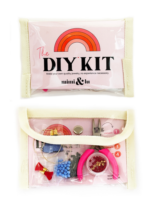 DIY Kit Beaded Hoops - Ruby Blue