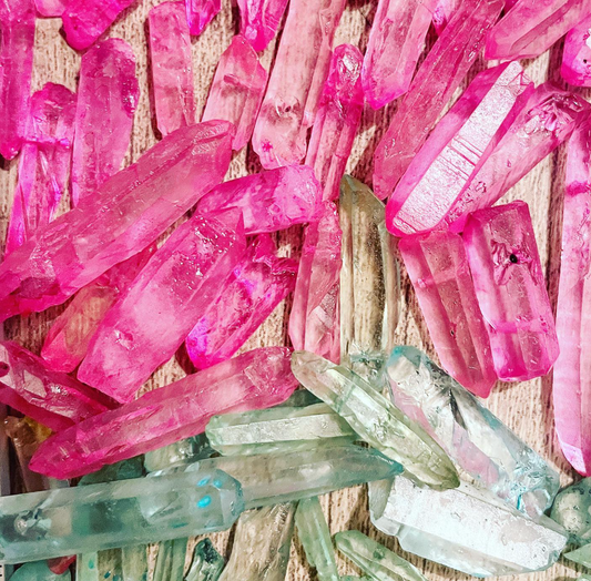 Pink and/or Blue Rough Cut Crystal Stick Top Drilled Beads