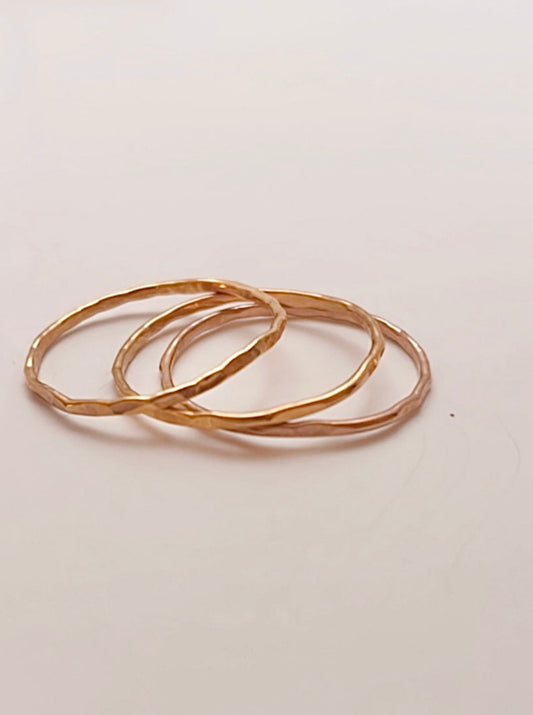 14K Rose Goldfill Stackable Ring Set of 3- Coming up Roses
