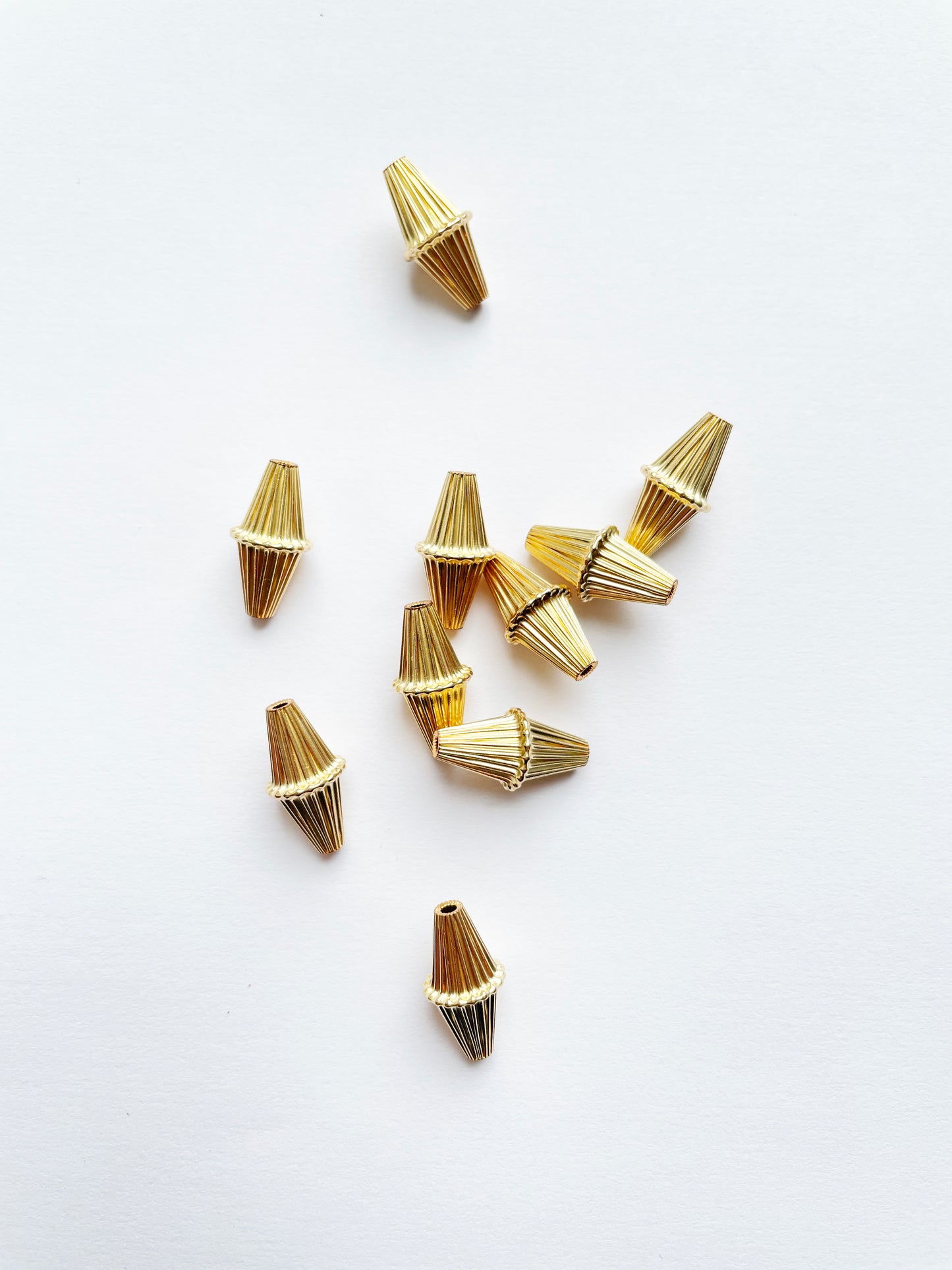 Two beads- 14K Gold-filled Corrugated Large Bicone Beads