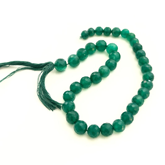 Green Onyx Faceted Beads- Full Strand