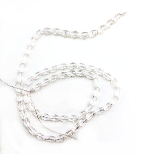 Clear Crystal Faceted Rice Beads - 1 strand