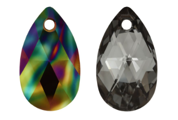 TWO SIDED Crystal Dark Rainbow Swarovski Pear Necklace- Small Things