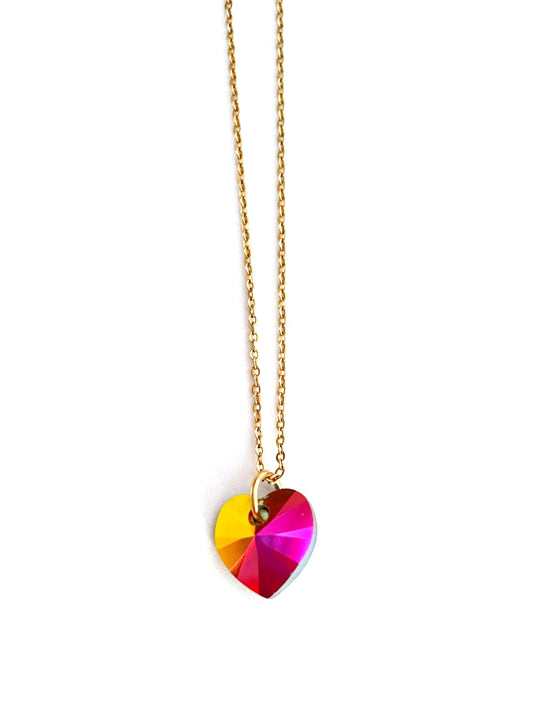 TWO SIDED Sm. Crystal Heart Pendant Swarovski Necklace- Small Things