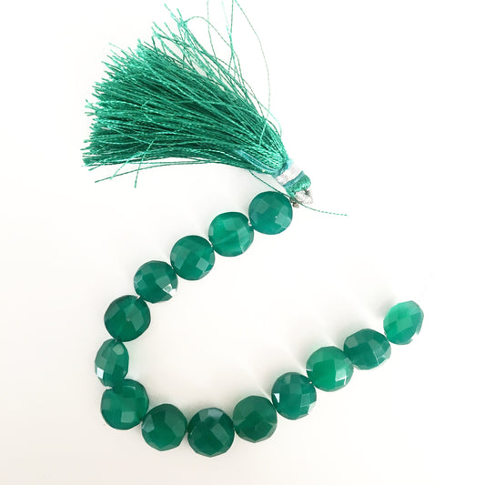 20 pcs Faceted Round Coin Green Onyx beads