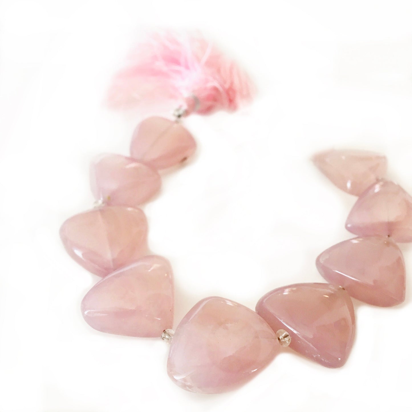 9 Puffed Triangle Rose Chacedony Beads