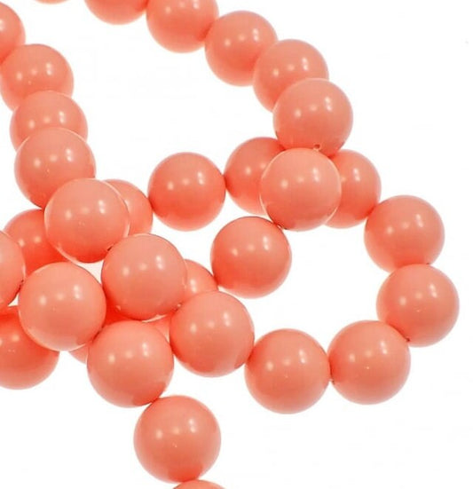 185 pieces of 8mm Pink Coral Swarovski Beads