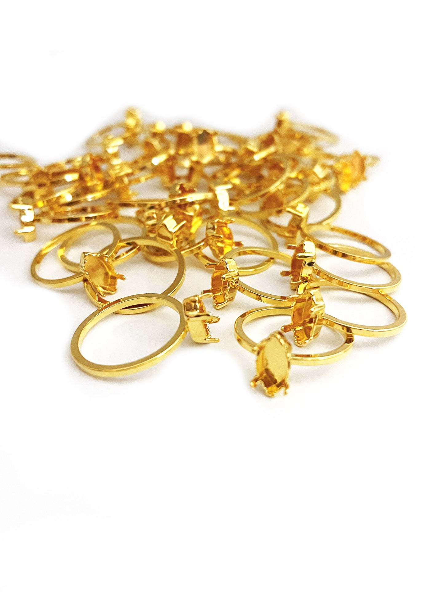 10 pieces Size 6 Gold Plated Ring Base with Navette Setting for 10x5mm